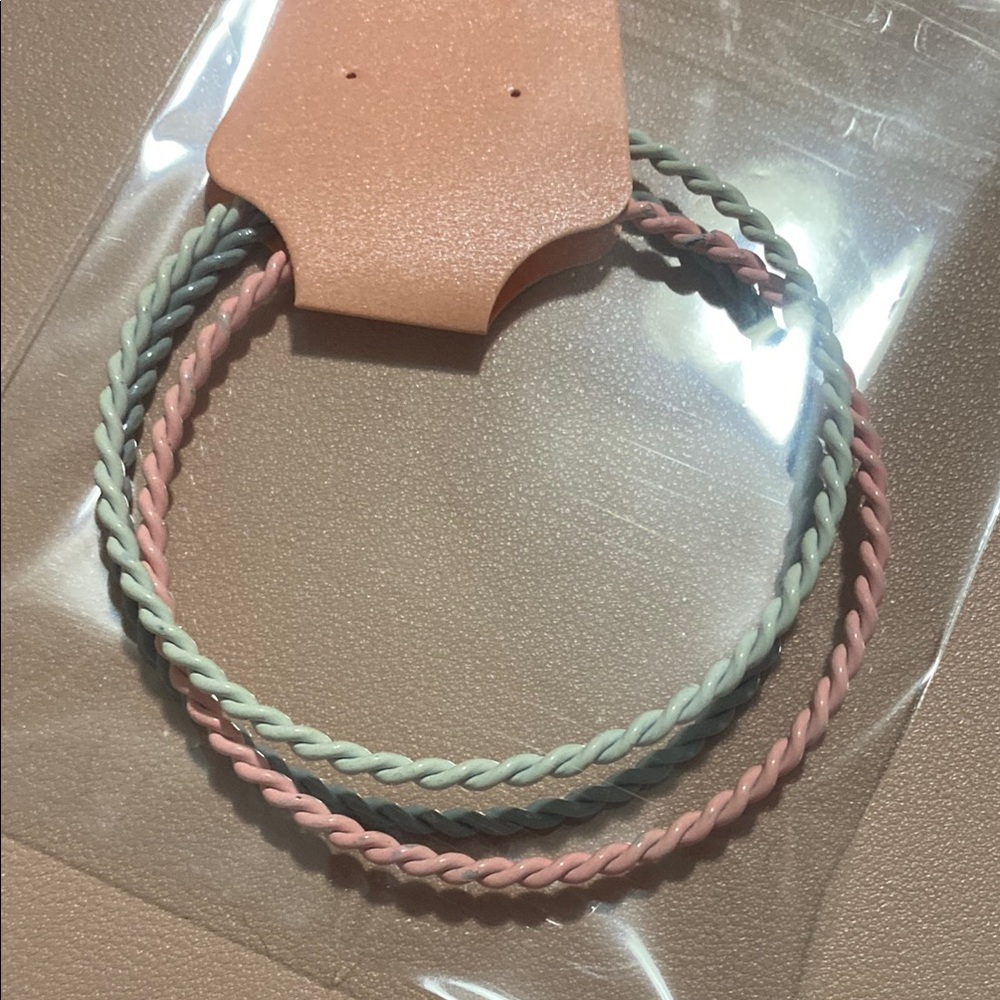 Twisted Pink and Gray Bracelets